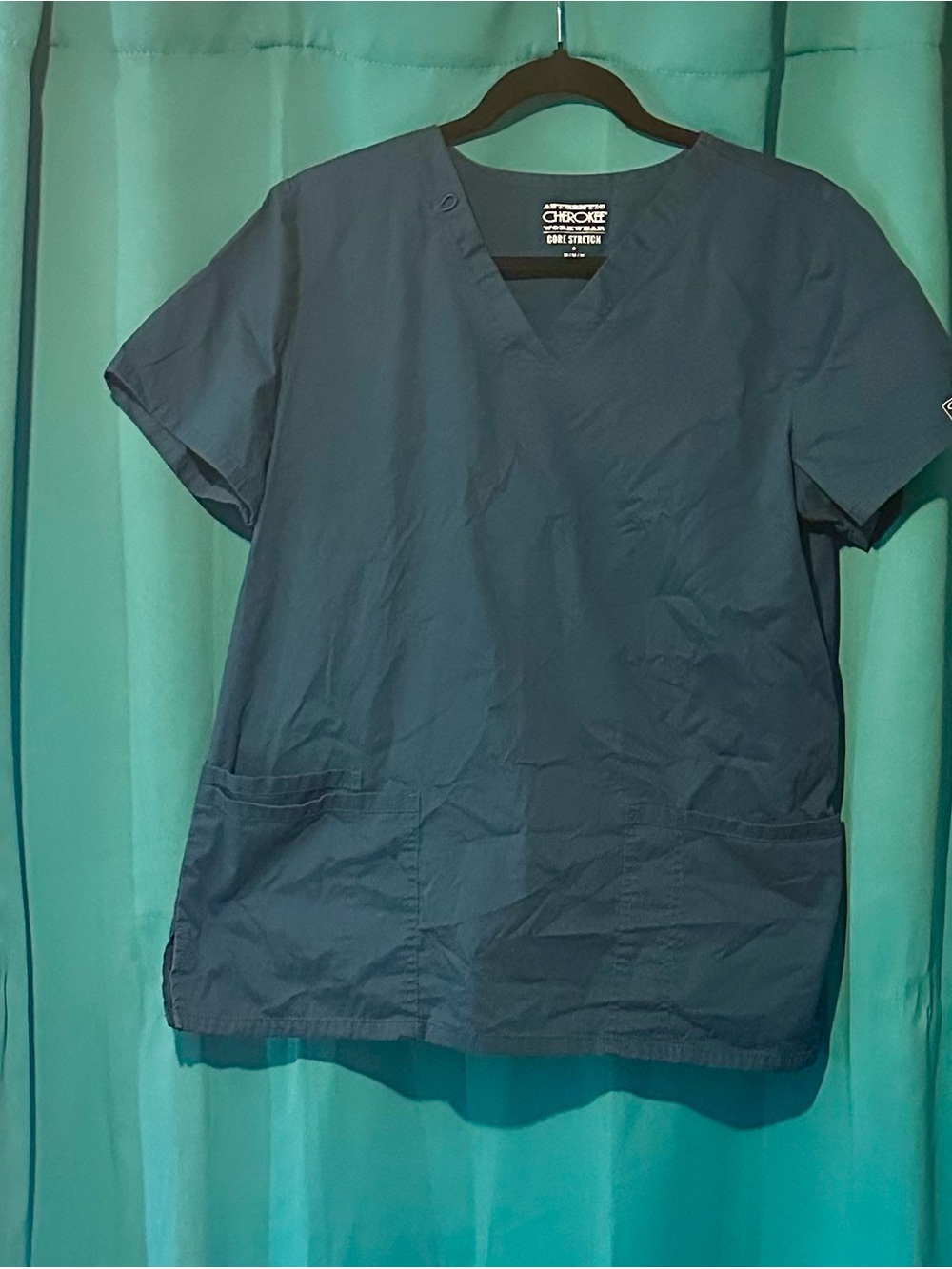 Cherokee Workwear womens V-neck Scrub Top and Pants set - Teal